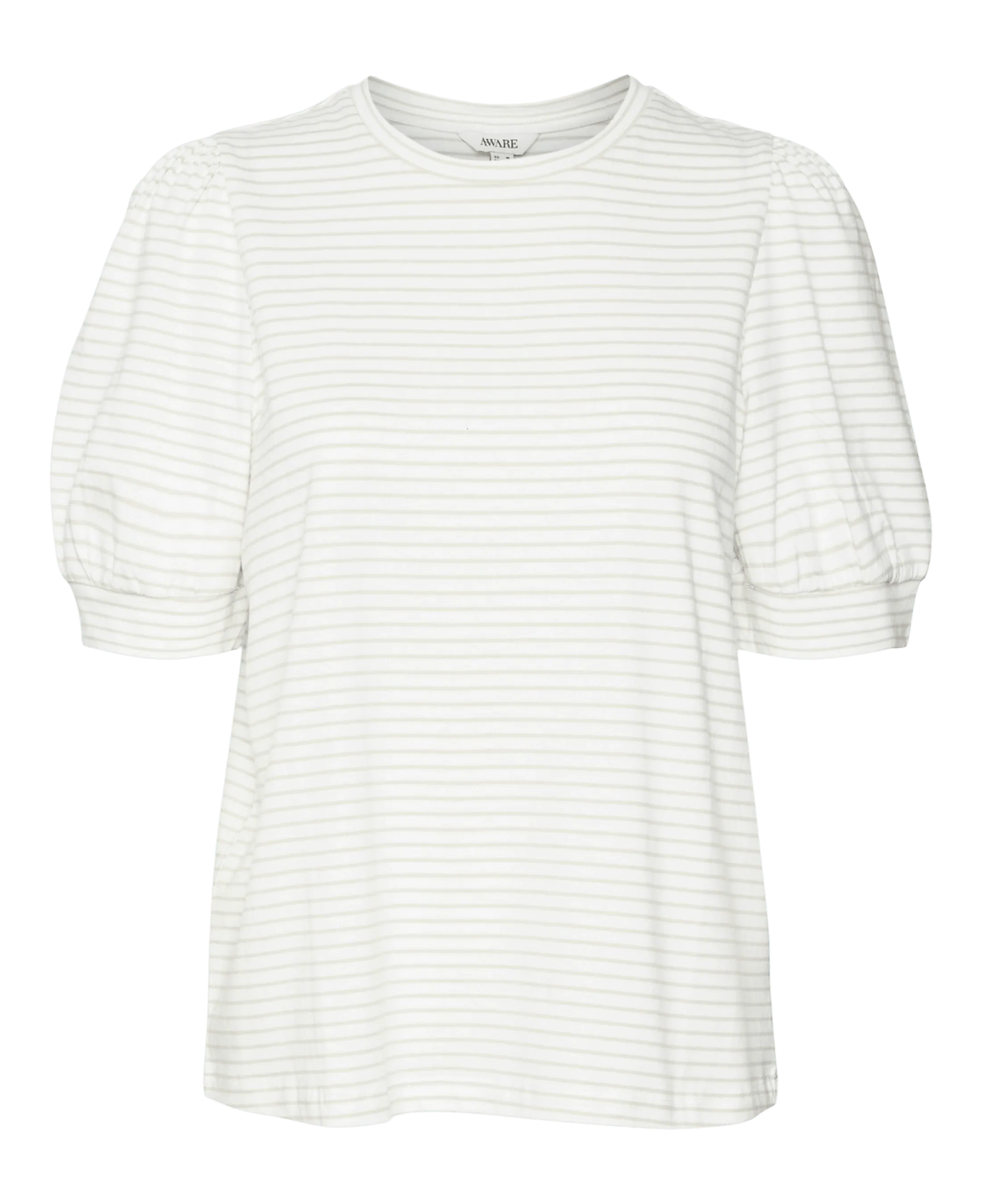 Camiseta de Mujer Vero Moda Manga Corta Abullonada Kerry Stripes Snow White Silver - ECRU