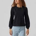 Camiseta de Mujer Vero Moda Manga Larga Abullonada Kerry Black - ECRU