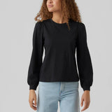 Camiseta de Mujer Vero Moda Manga Larga Abullonada Kerry Black - ECRU
