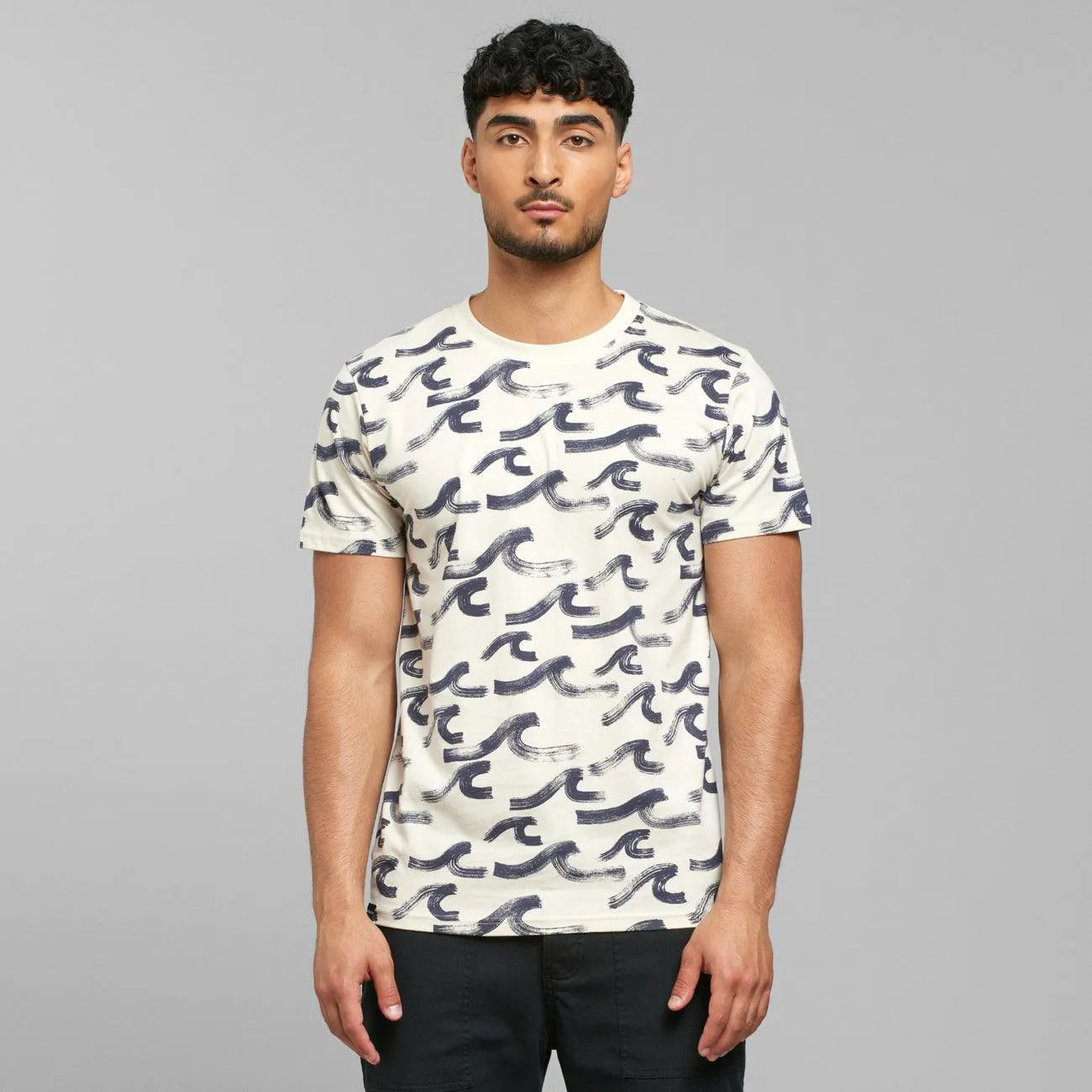 Camiseta Dedicated Stockholm Brush Waves Oat White - ECRU
