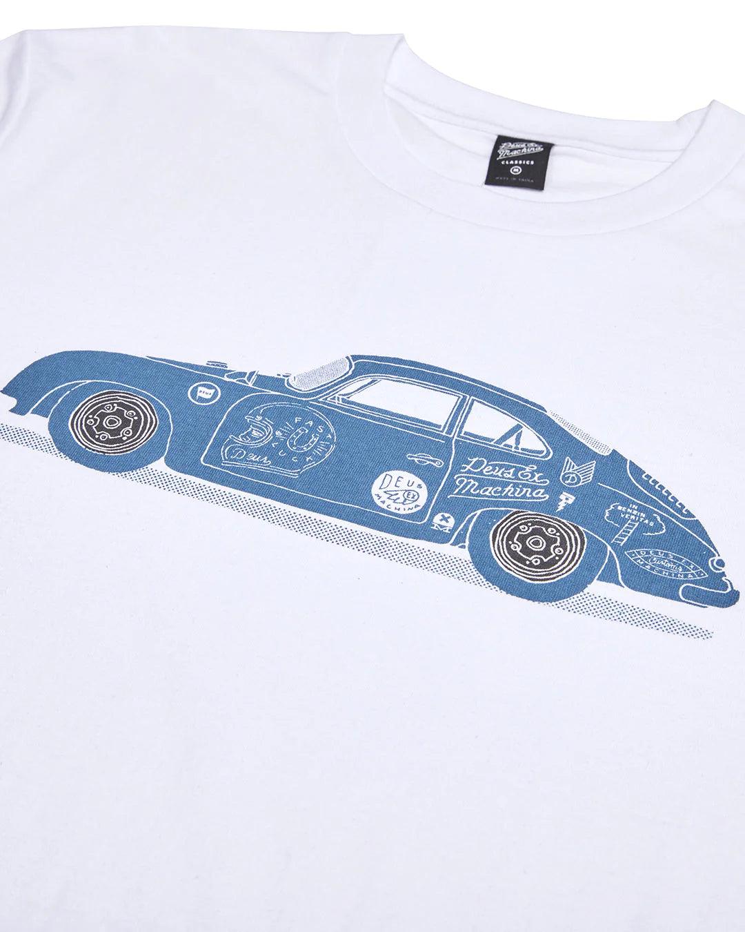 Camiseta Deus Ex Machina Classic 356 Porsche Tee White - ECRU