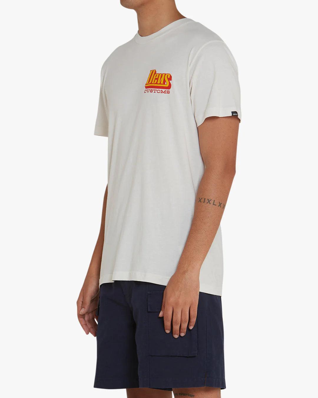Camiseta Deus Ex Machina Stripes Vintage White - ECRU