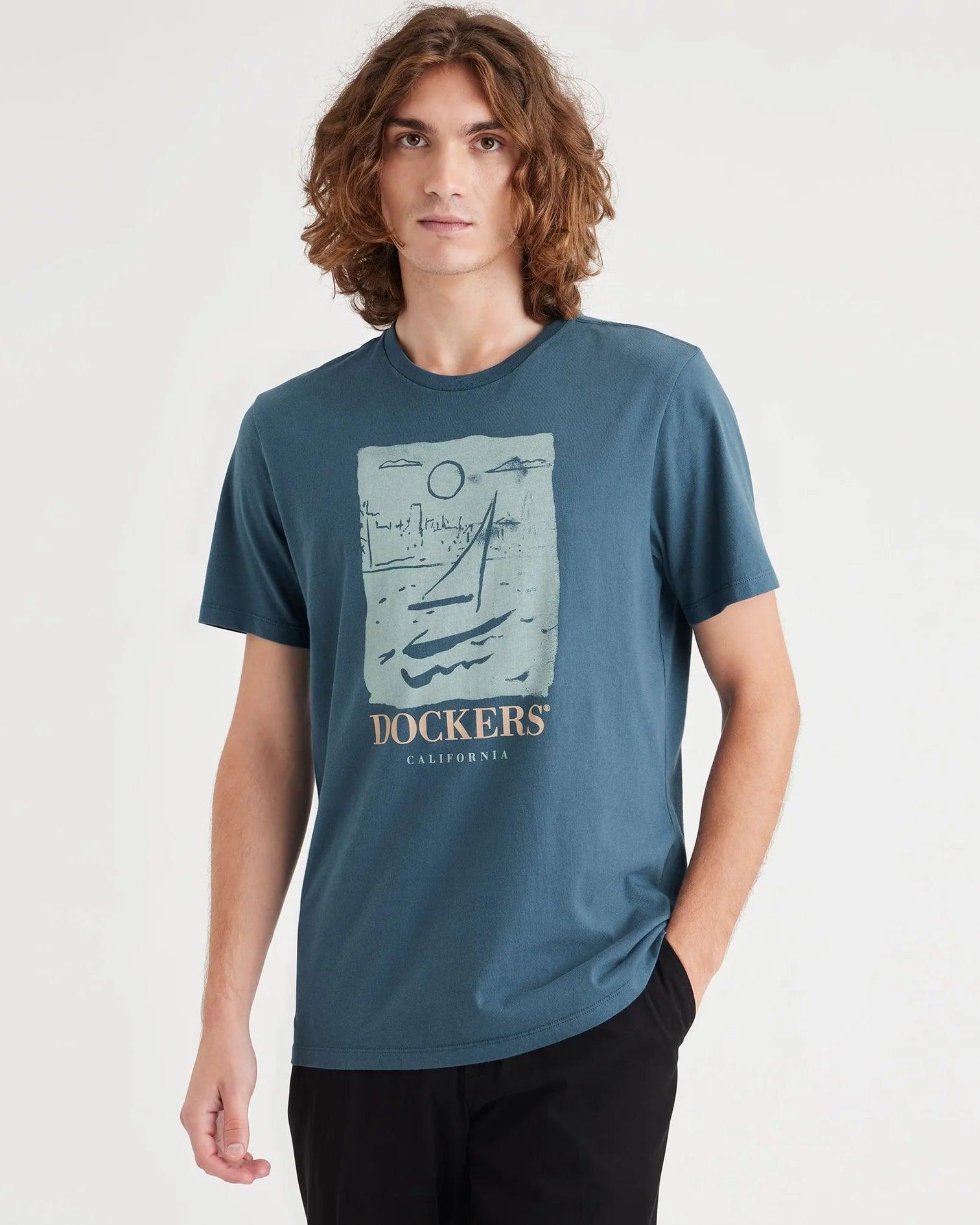 Camiseta Dockers® City By The Bay Indian Teal Blue - ECRU