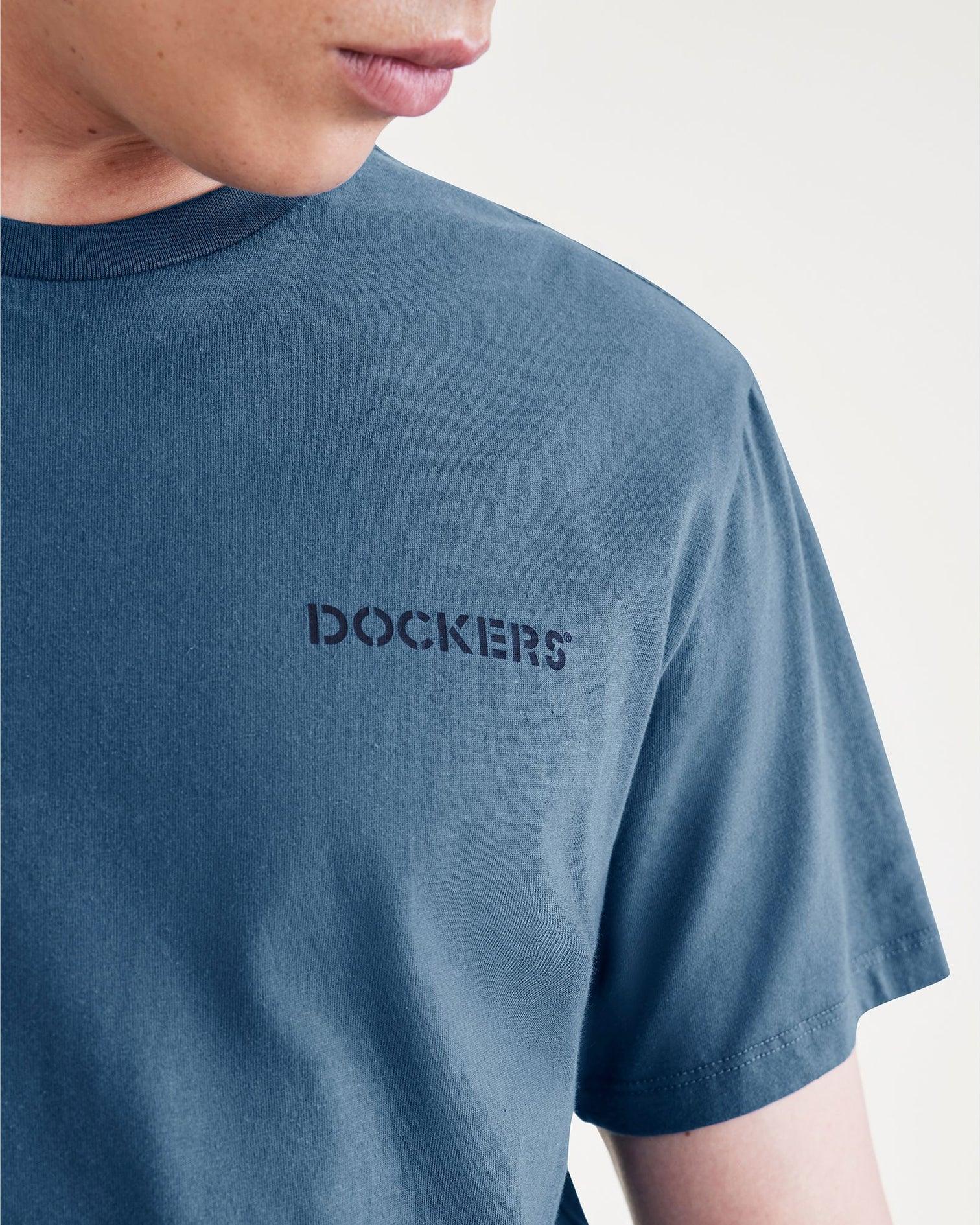 Camiseta Dockers Stencil Logo Blue Fusion - ECRU