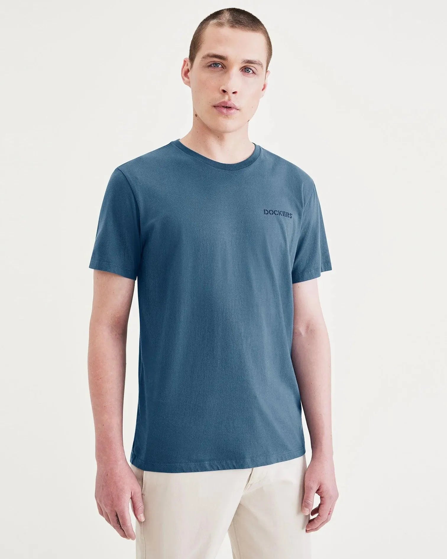 Camiseta Dockers Stencil Logo Blue Fusion - ECRU