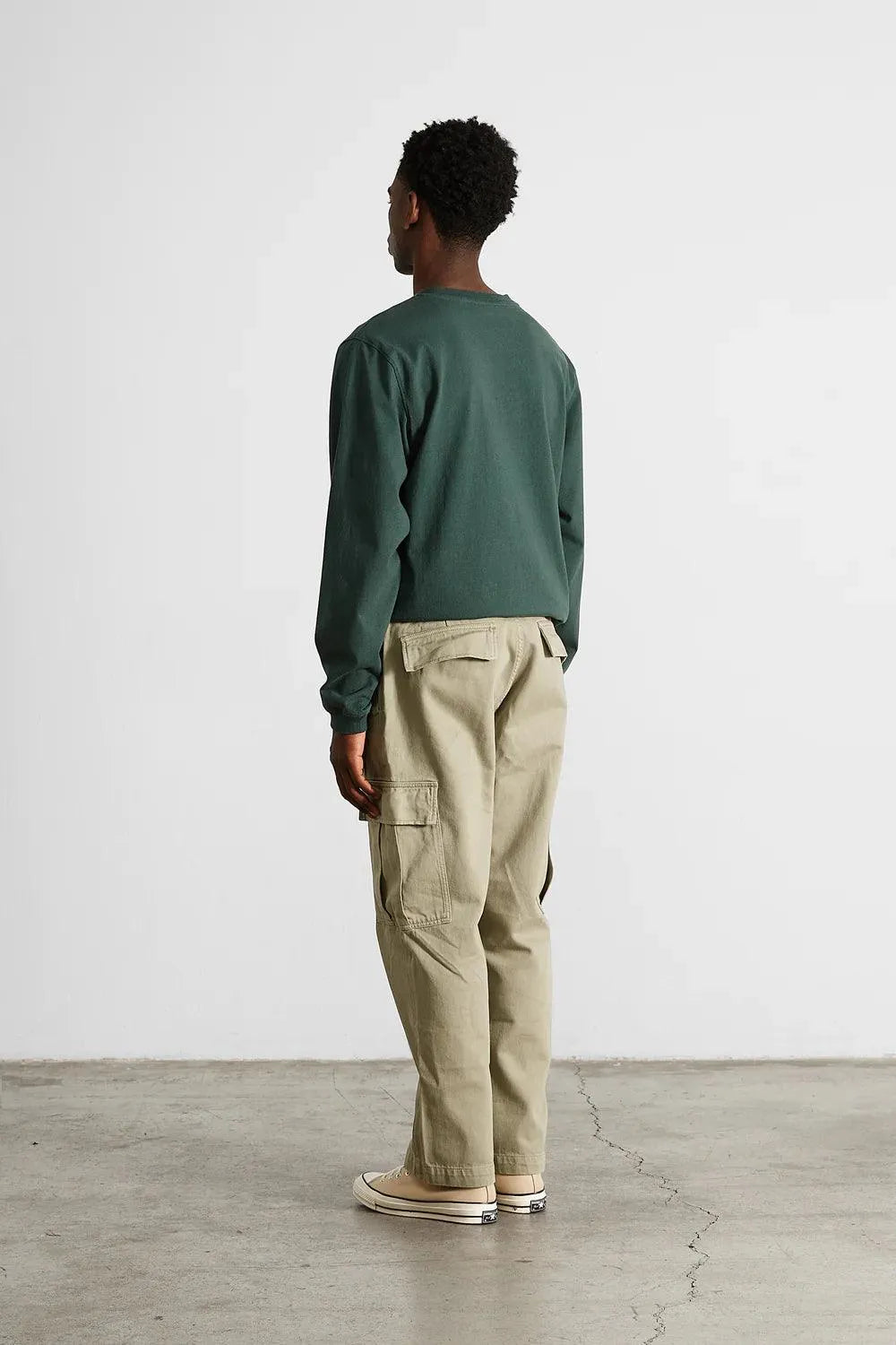 Camiseta Edmmond Studios Puff Manga Larga Plain Dk Green - ECRU