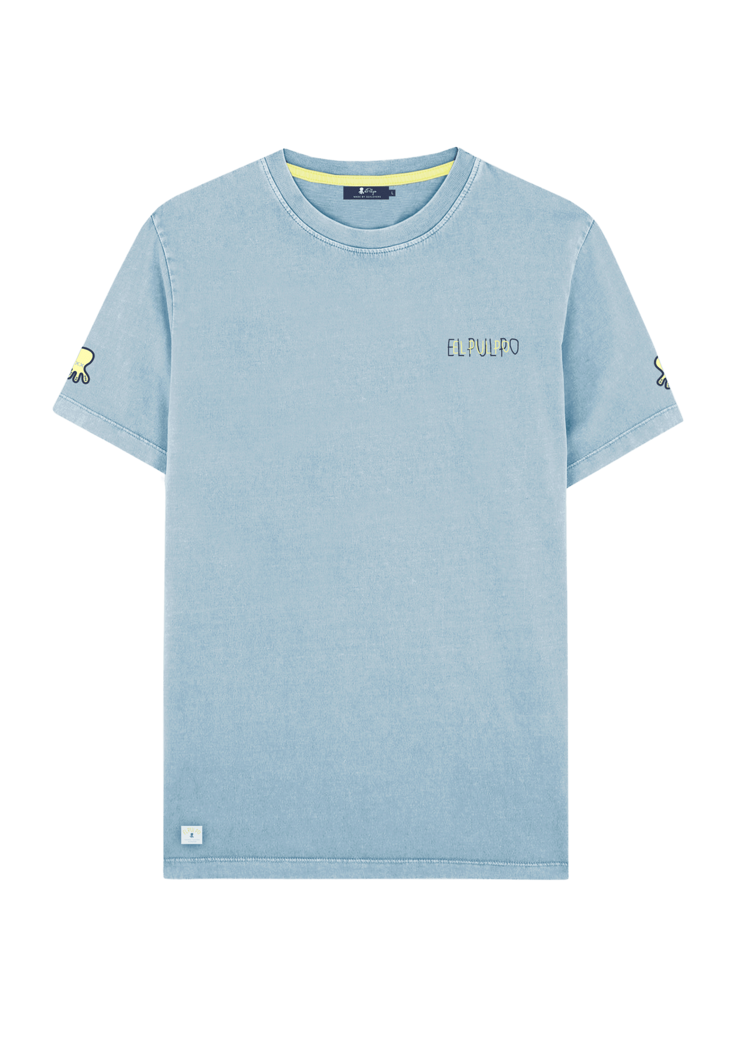 Camiseta El Pulpo Estampado Triple Logo Azul Celeste - ECRU