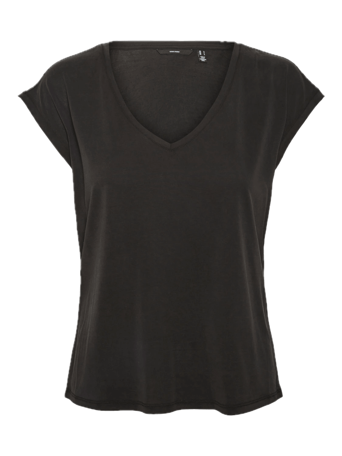 Camiseta Filli Básica de Mujer Vero Moda Cuello Pico Negro - ECRU