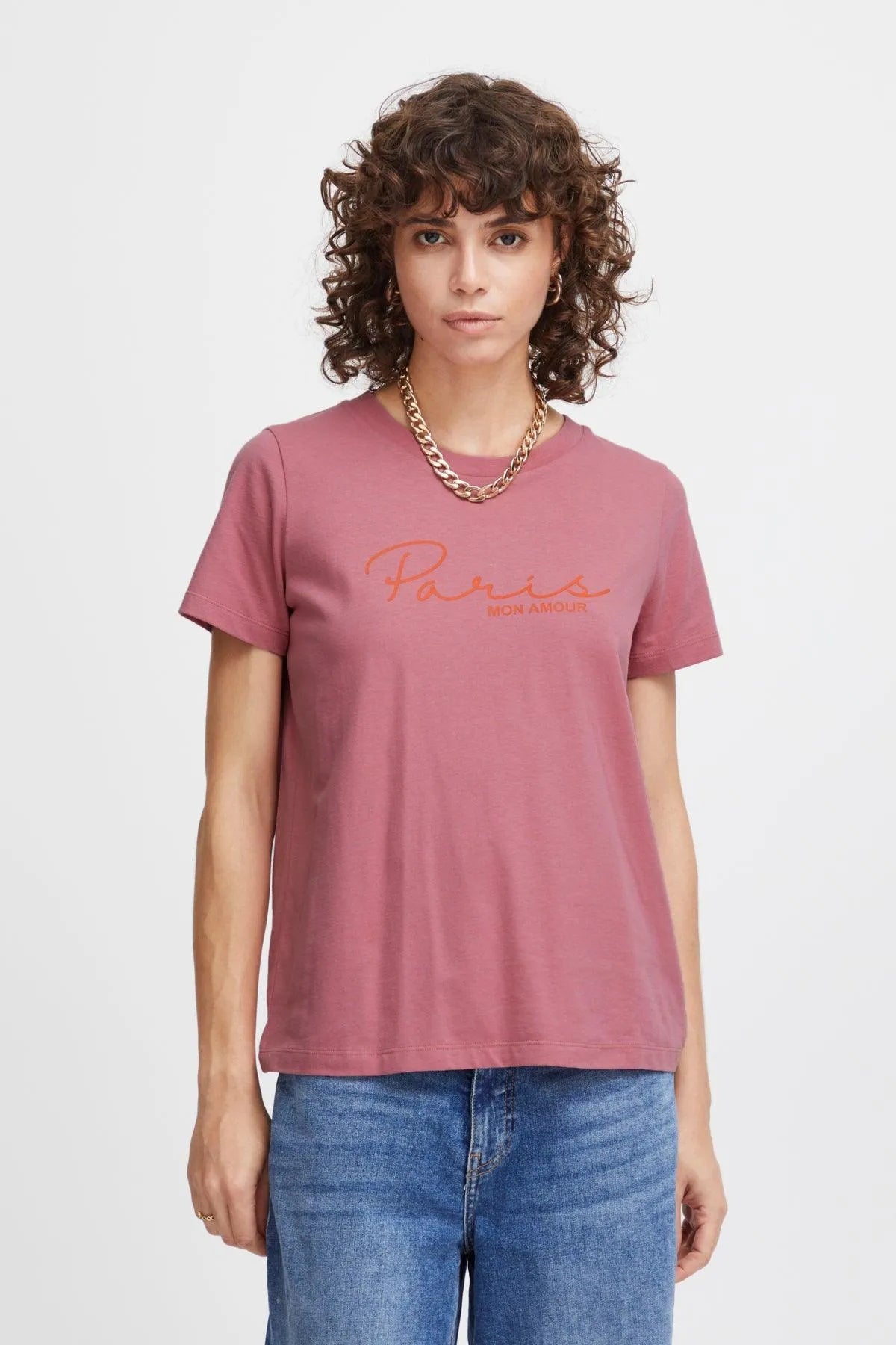 Camiseta ICHI Kamille Heather Rose - ECRU