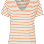Camiseta ICHI Yulieta Coral Rose Stripes - ECRU