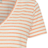 Camiseta ICHI Yulieta Coral Rose Stripes - ECRU