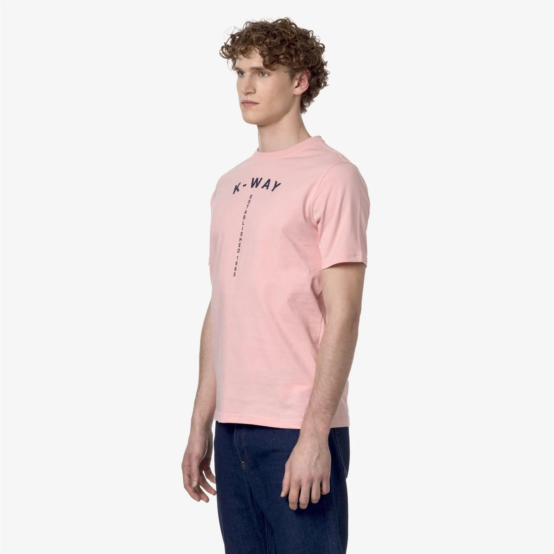 Camiseta K-WAY Odom Typo Est. Pink Ash - ECRU