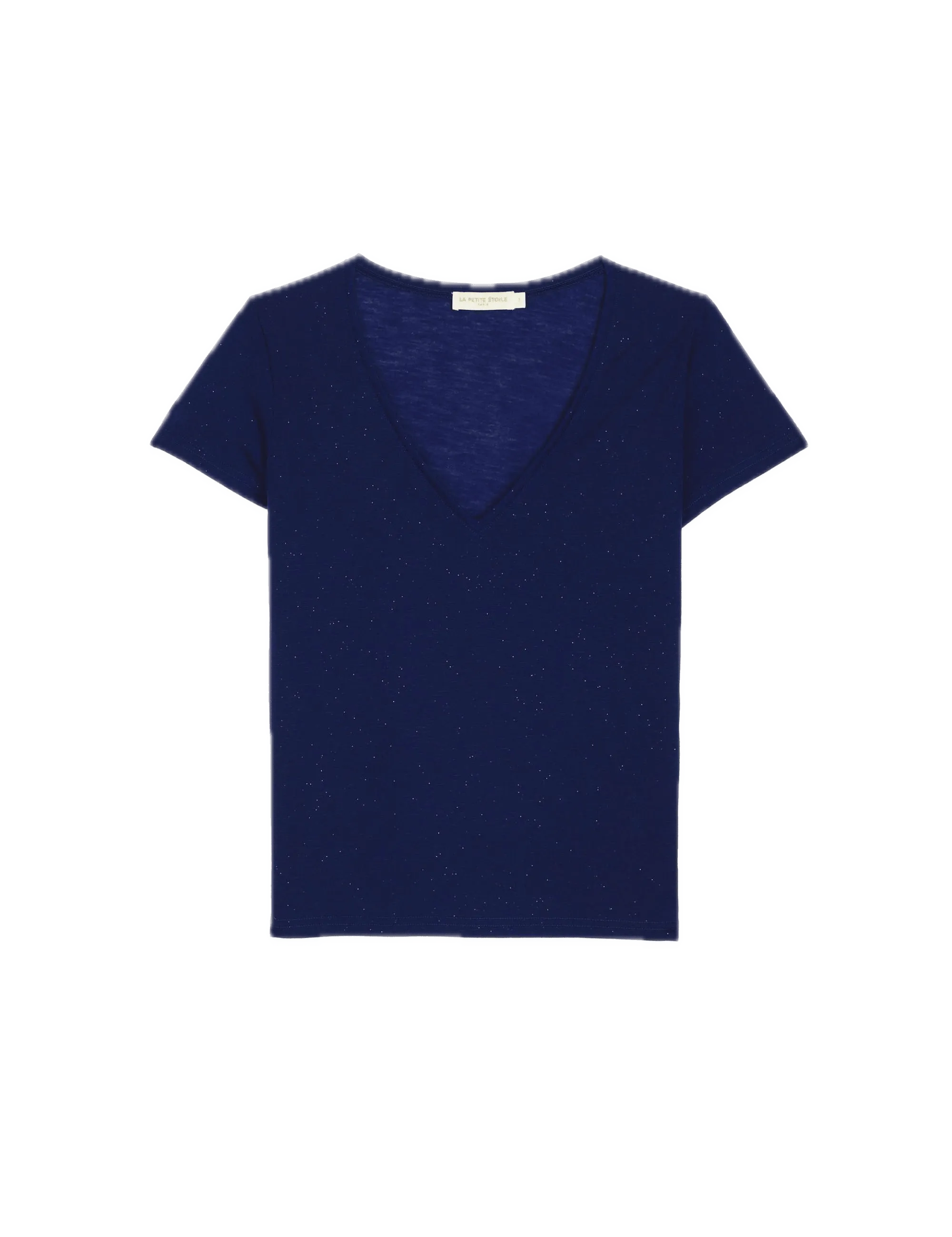 Camiseta La Petite Étoile Elvie Azul Marina de Cuello Pico - ECRU