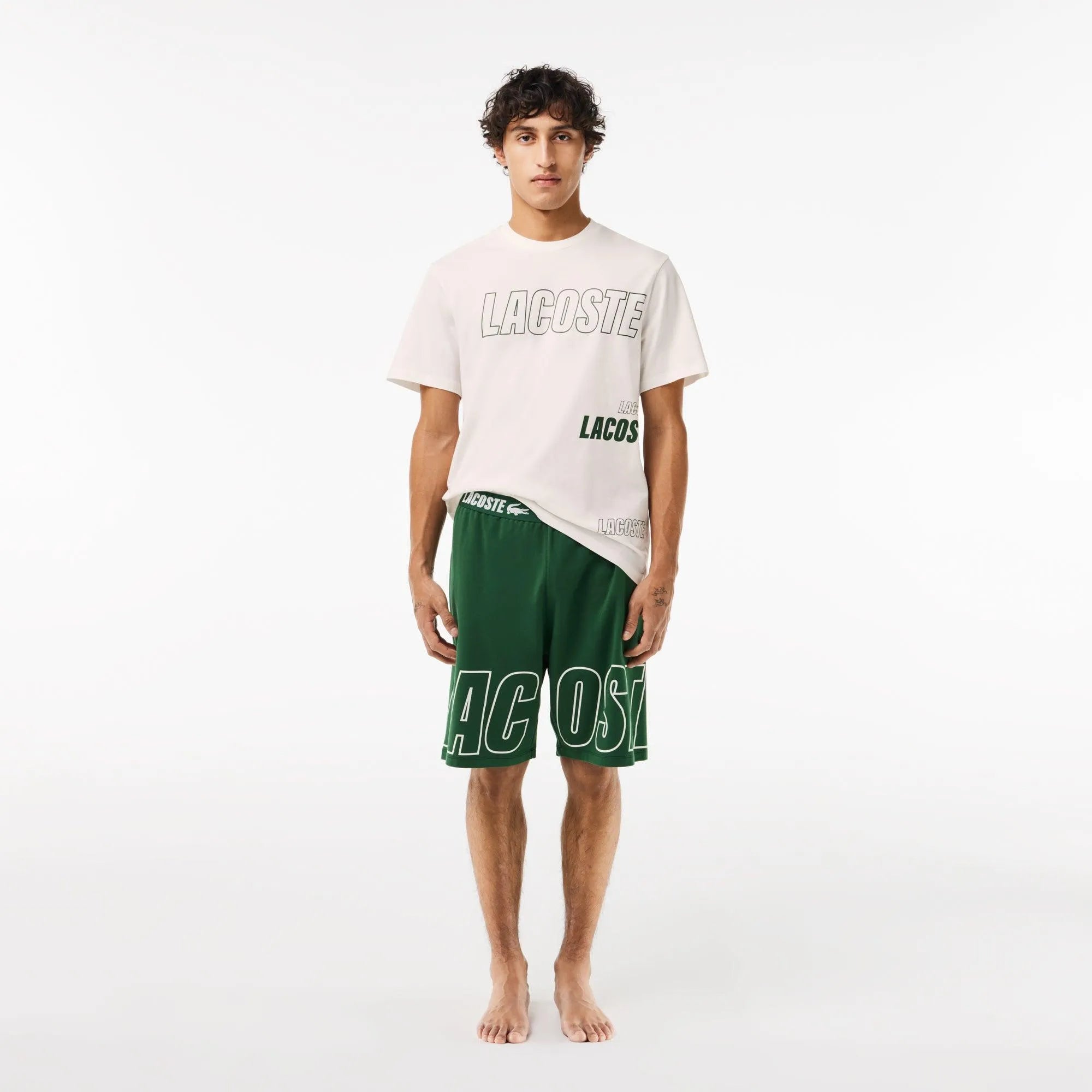 Camiseta Lacoste con Detalle de la Marca a Contraste - ECRU