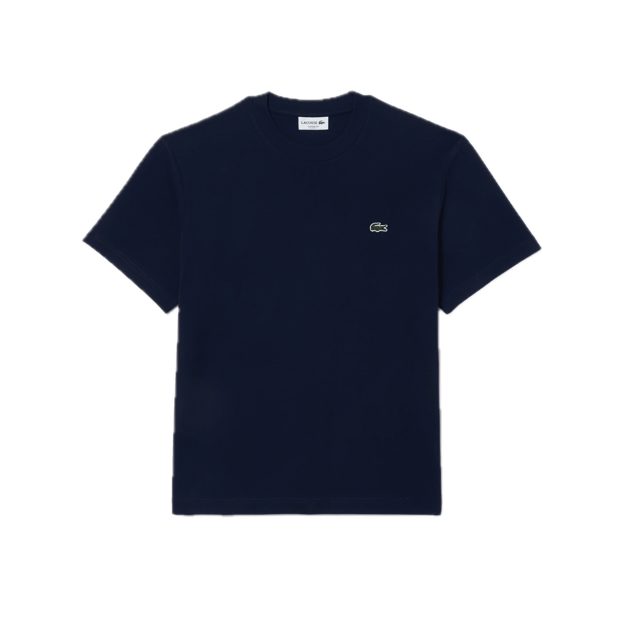 Camiseta Lacoste de Corte Clásico de Punto de Algodón Azul Marina - ECRU