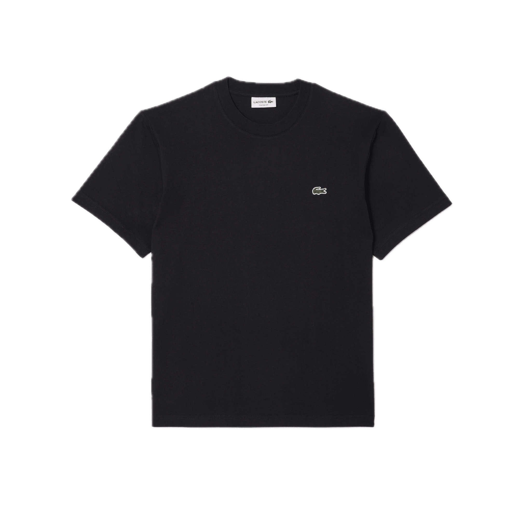 Camiseta Lacoste de Corte Clásico de Punto de Algodón Negra - ECRU