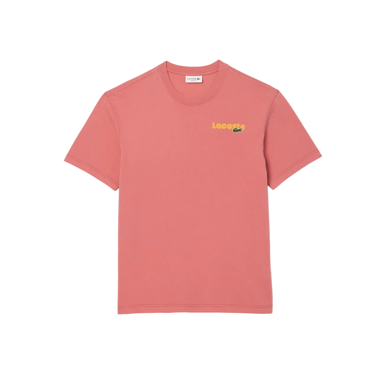 Camiseta LACOSTE Efecto Lavado Degradé Rosa - ECRU