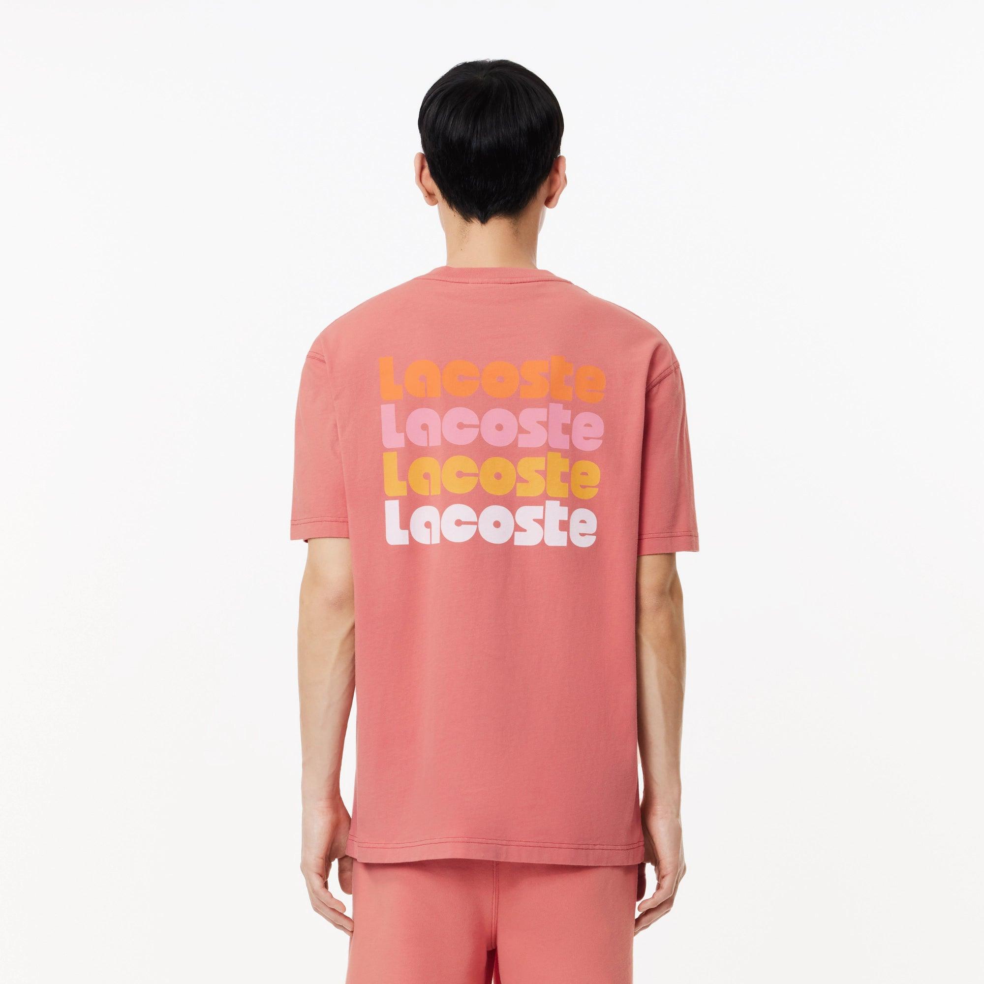 Camiseta LACOSTE Efecto Lavado Degradé Rosa - ECRU