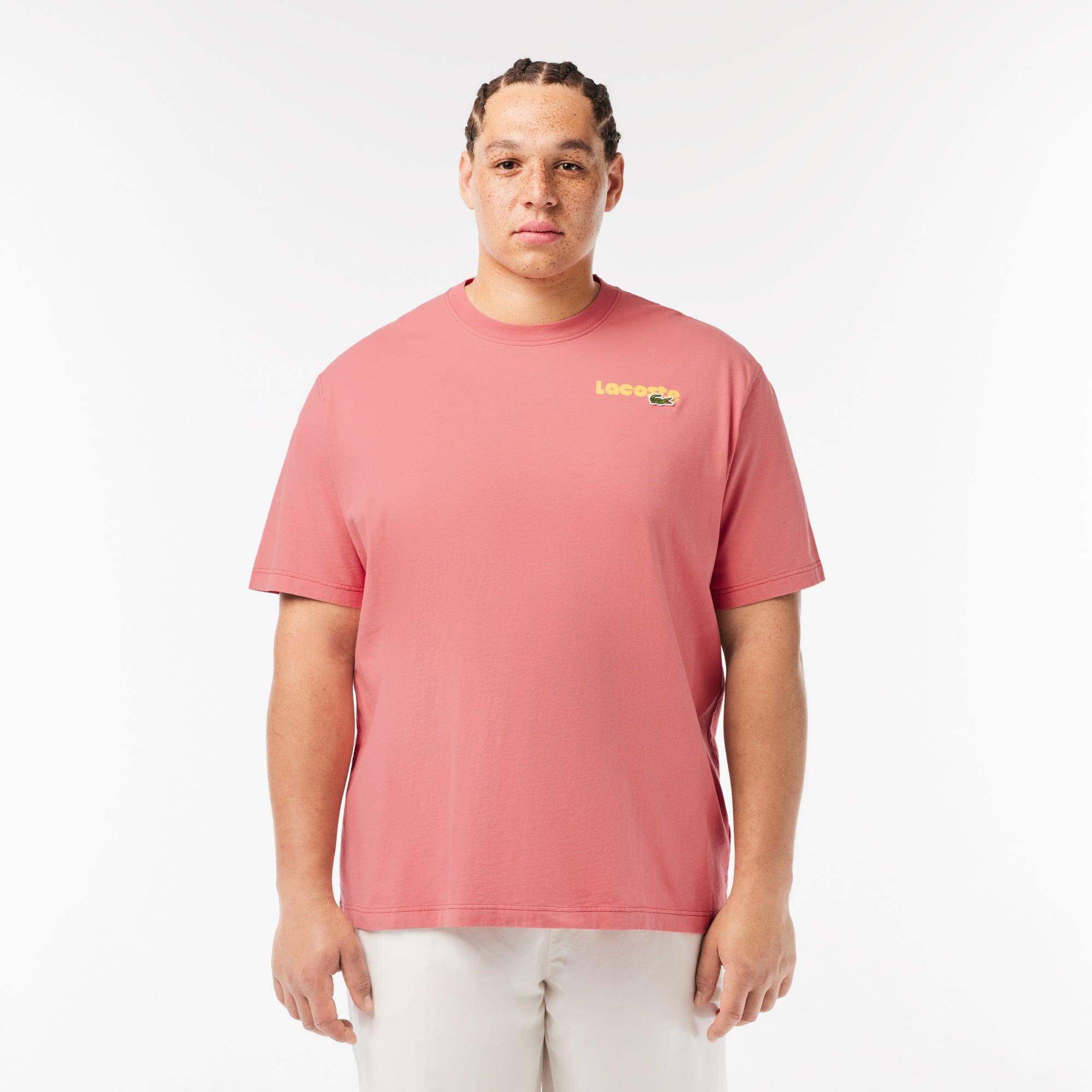 Camiseta LACOSTE Efecto Lavado Degradé Rosa - ECRU