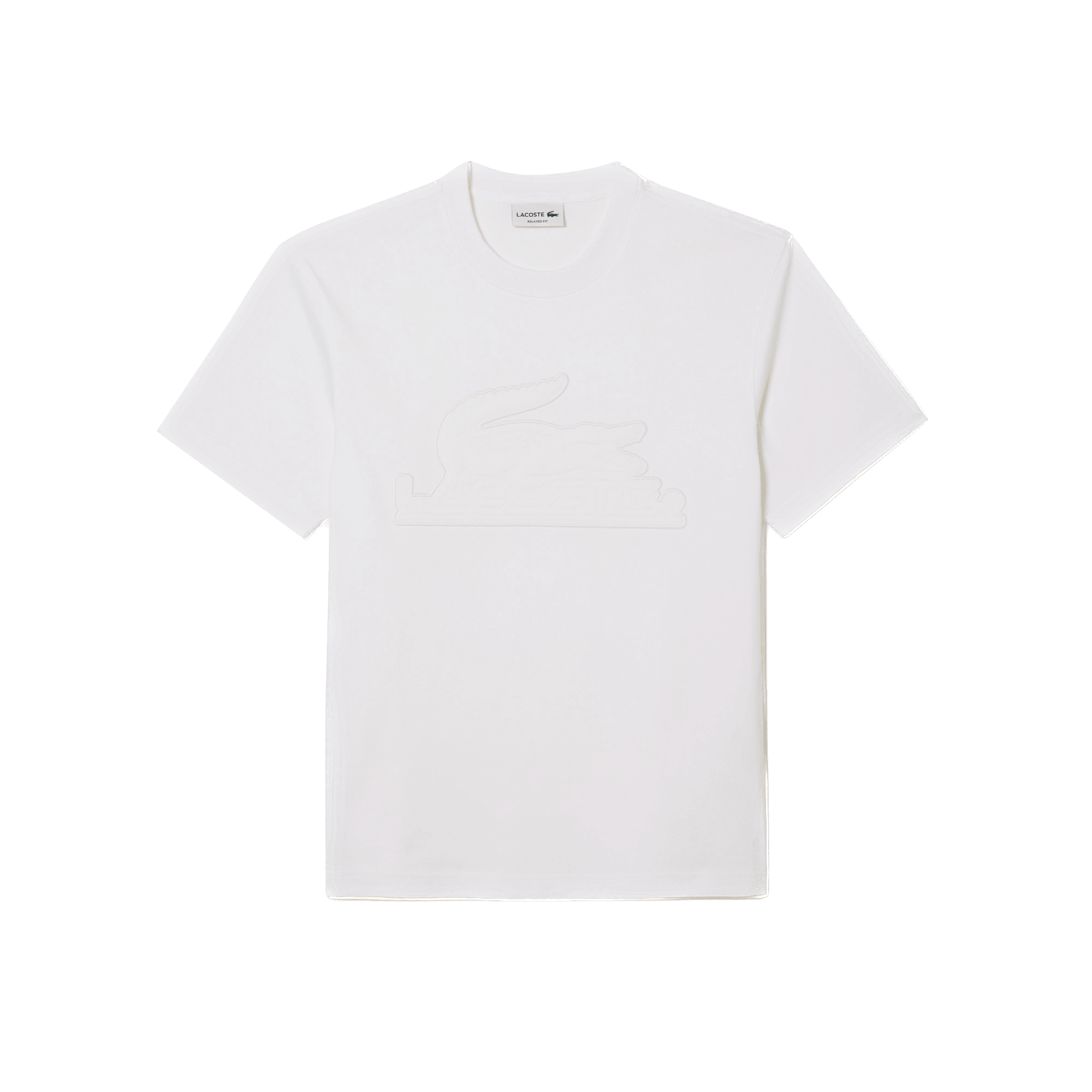 Camiseta Lacoste relaxed fit en punto acolchado con insignia - ECRU