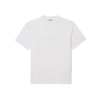 Camiseta Lacoste relaxed fit en punto acolchado con insignia - ECRU