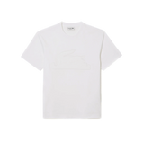 Camiseta Lacoste relaxed fit en punto acolchado con insignia - ECRU