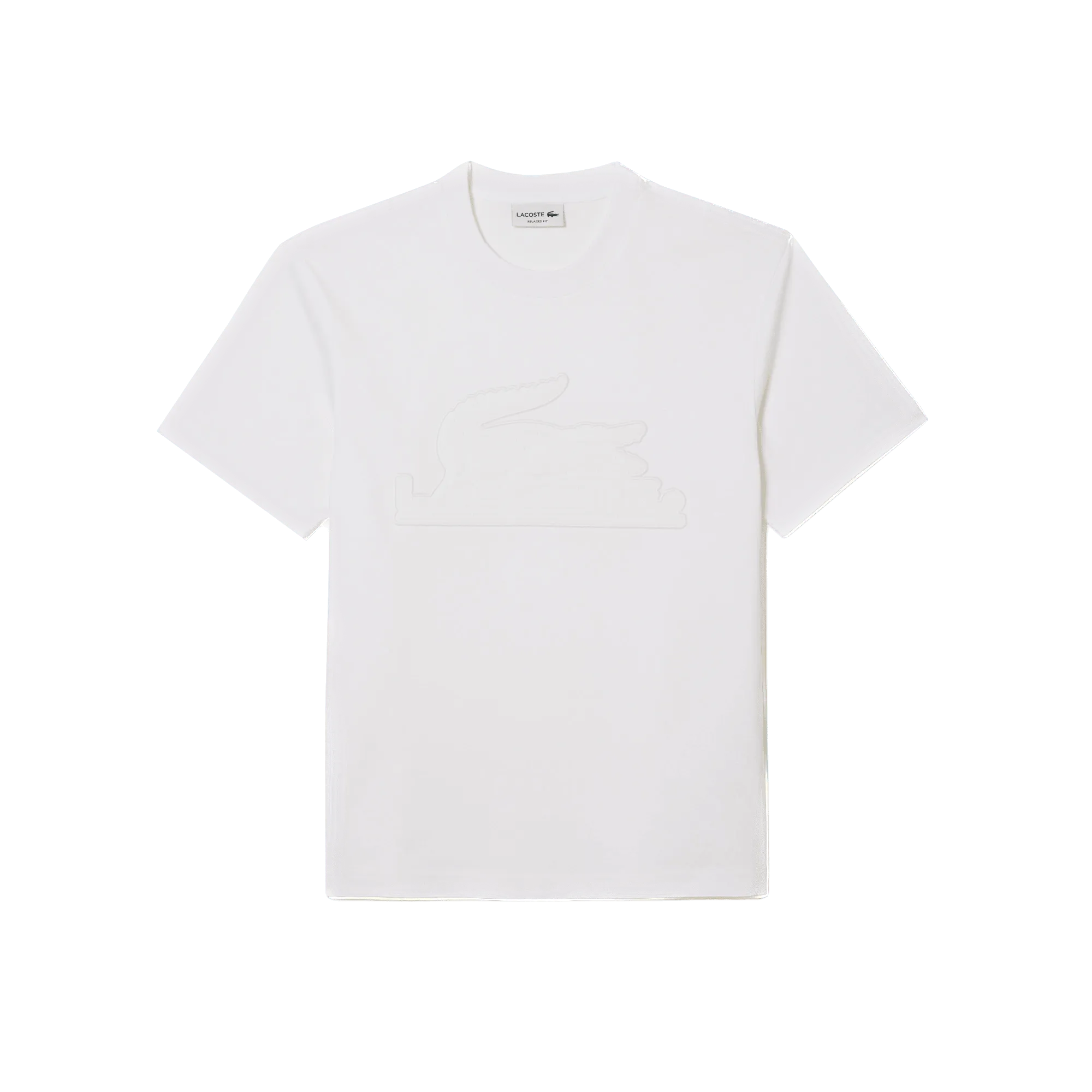 Camiseta Lacoste relaxed fit en punto acolchado con insignia - ECRU