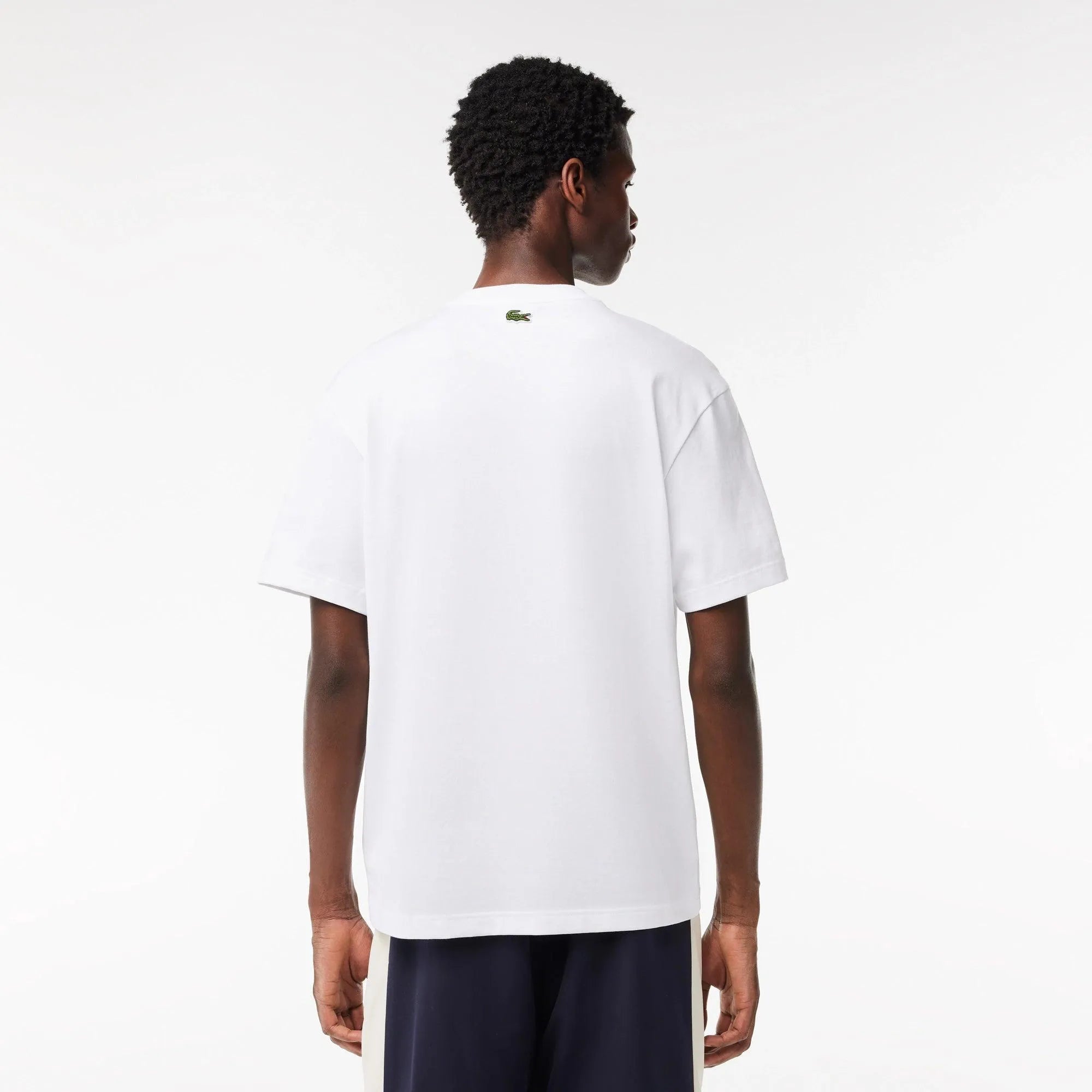 Camiseta Lacoste relaxed fit en punto acolchado con insignia - ECRU