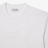 Camiseta Lacoste relaxed fit en punto acolchado con insignia - ECRU