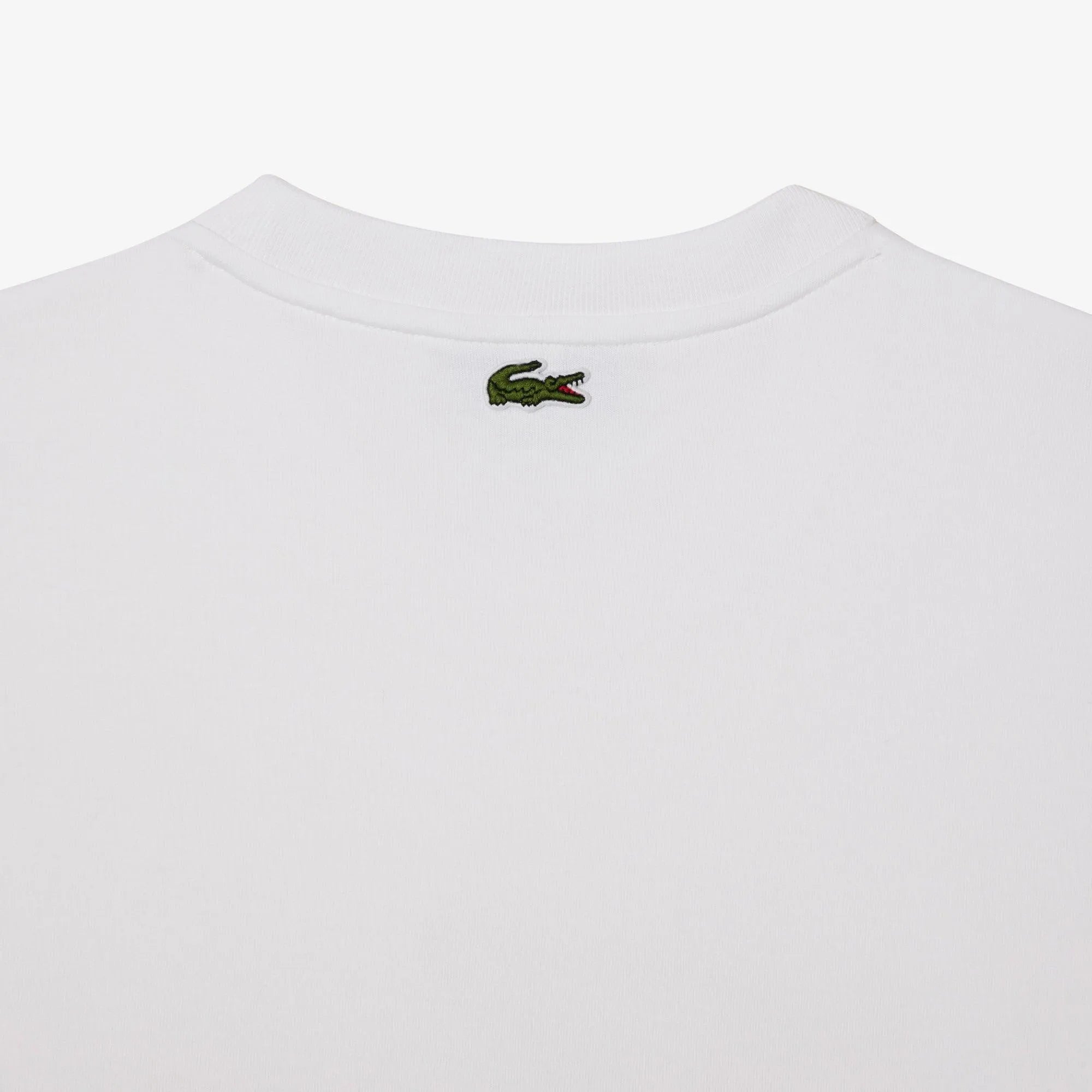 Camiseta Lacoste relaxed fit en punto acolchado con insignia - ECRU
