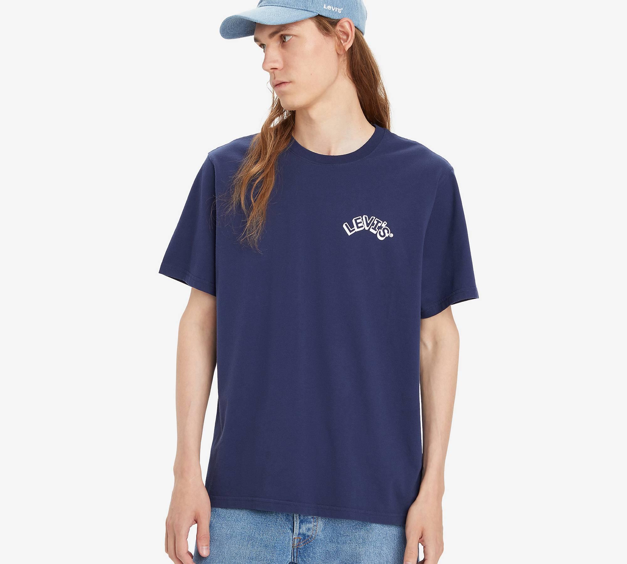 Camiseta Levi's® Arched Headline Naval Academy Azul - ECRU