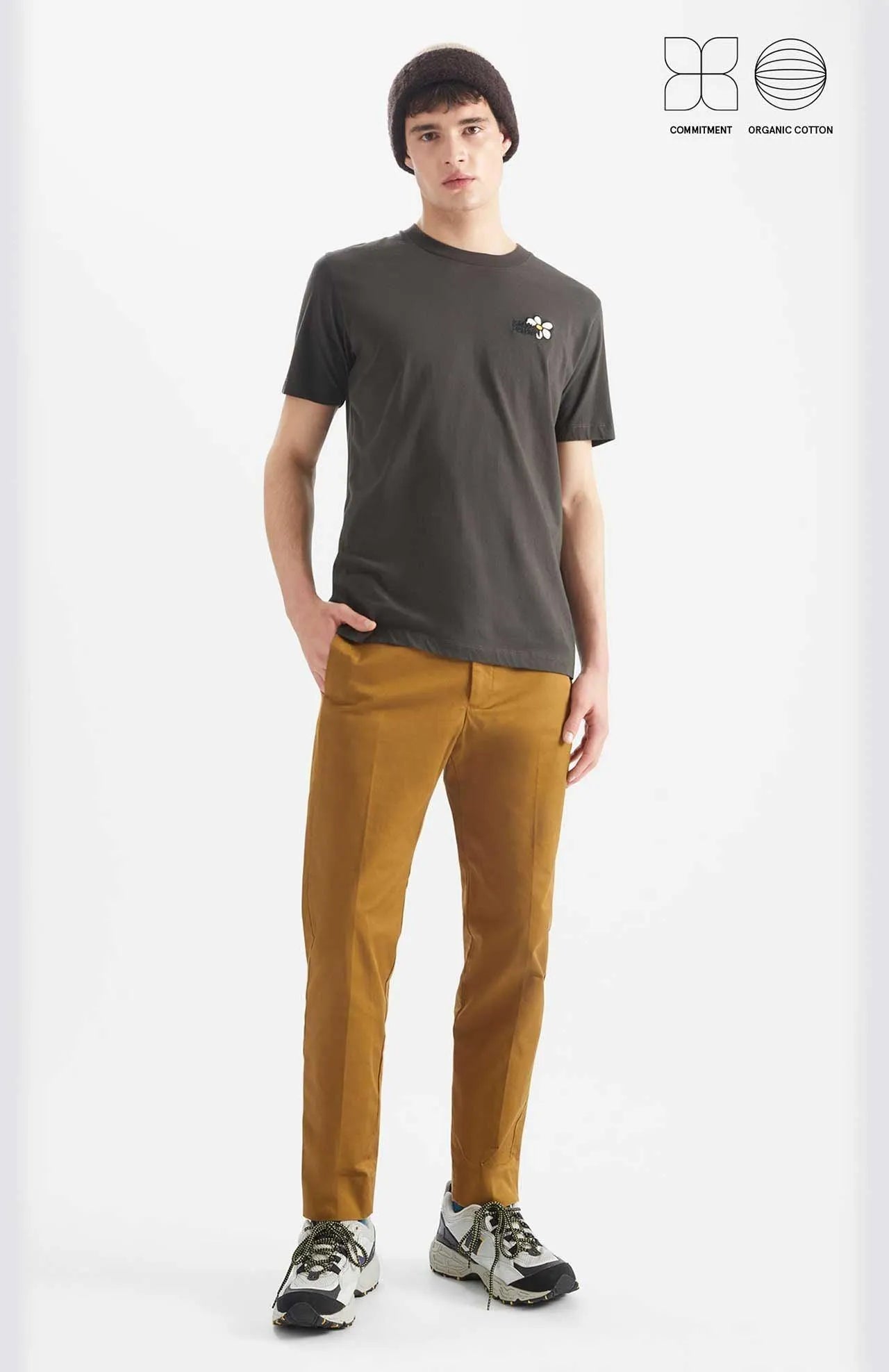 Camiseta Loreak Mendian TS Marga Fine Dark Chocolate - ECRU