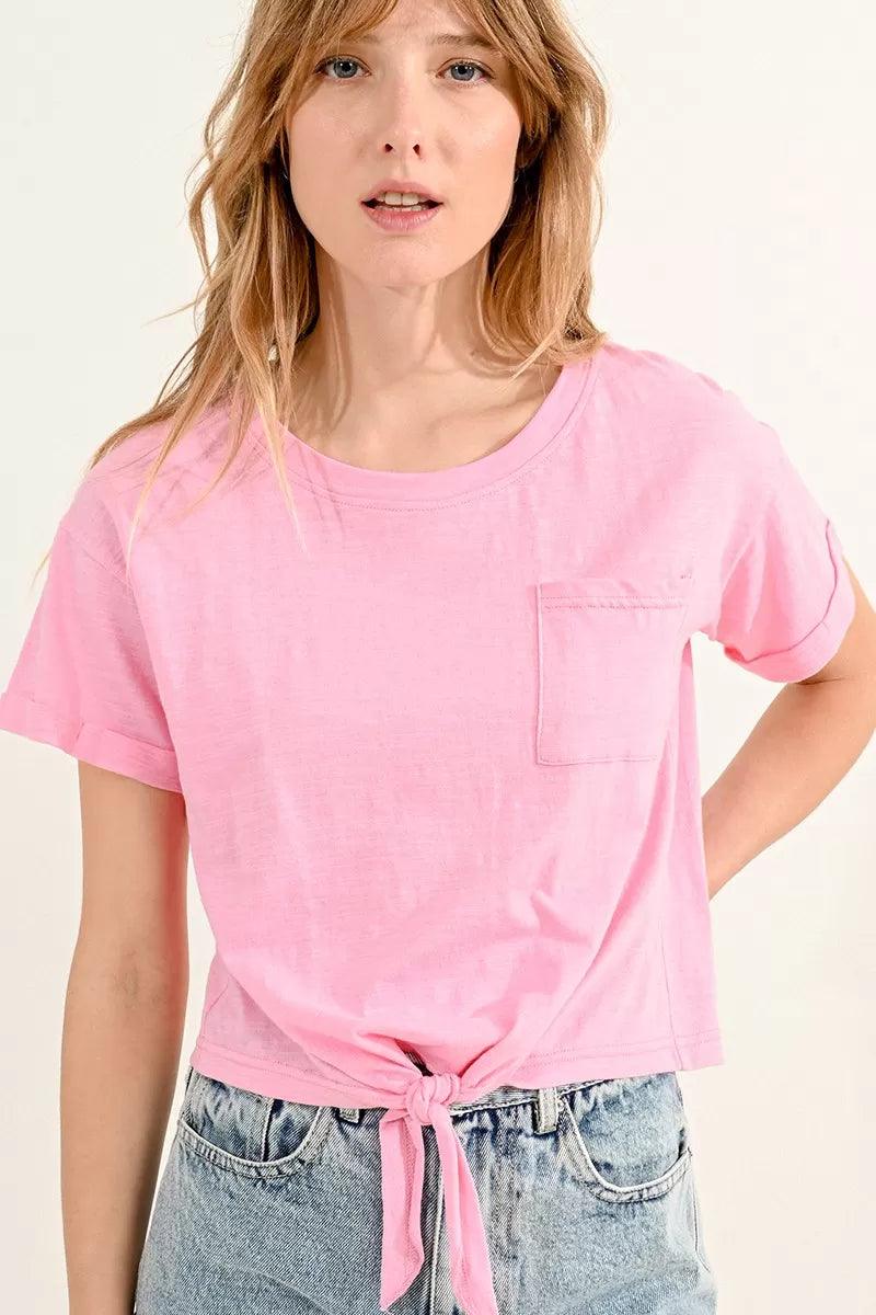 Camiseta Molly Bracken Nudo Pink - ECRU