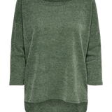 Camiseta ONLY Alba Oversize 3/4 Dark Green Bay - ECRU