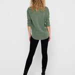 Camiseta ONLY Alba Oversize 3/4 Dark Green Bay - ECRU