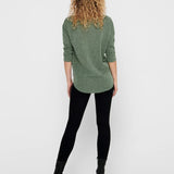 Camiseta ONLY Alba Oversize 3/4 Dark Green Bay - ECRU