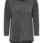 Camiseta ONLY Alba Oversize 3/4 Dark Grey Melange - ECRU