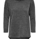 Camiseta ONLY Alba Oversize 3/4 Dark Grey Melange - ECRU