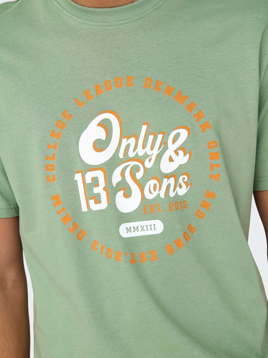 Camiseta Only&Sons Lenny Vintage Print Hedge Green - ECRU