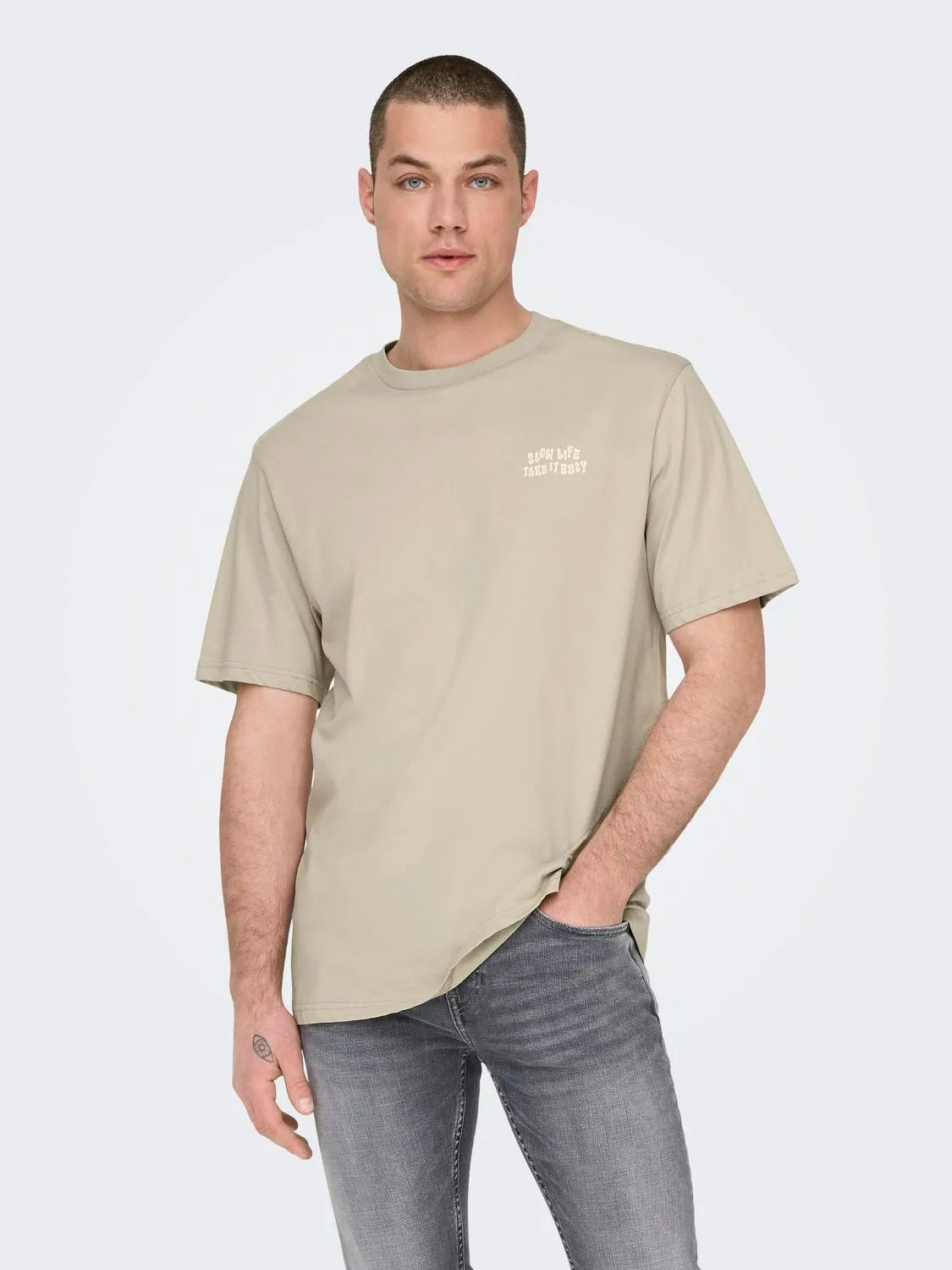 Camiseta Only&Sons Mace Silver Lining - ECRU
