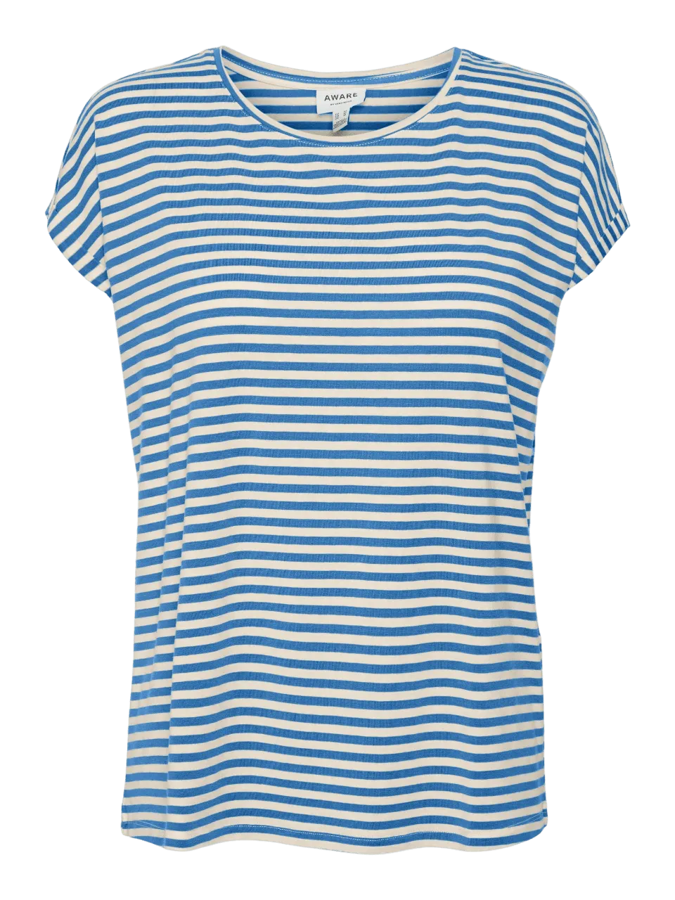 Camiseta Rayas Aware Ava Pristine Ibiza Blue - ECRU