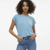 Camiseta Rayas Aware Ava Pristine Ibiza Blue - ECRU