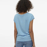 Camiseta Rayas Aware Ava Pristine Ibiza Blue - ECRU