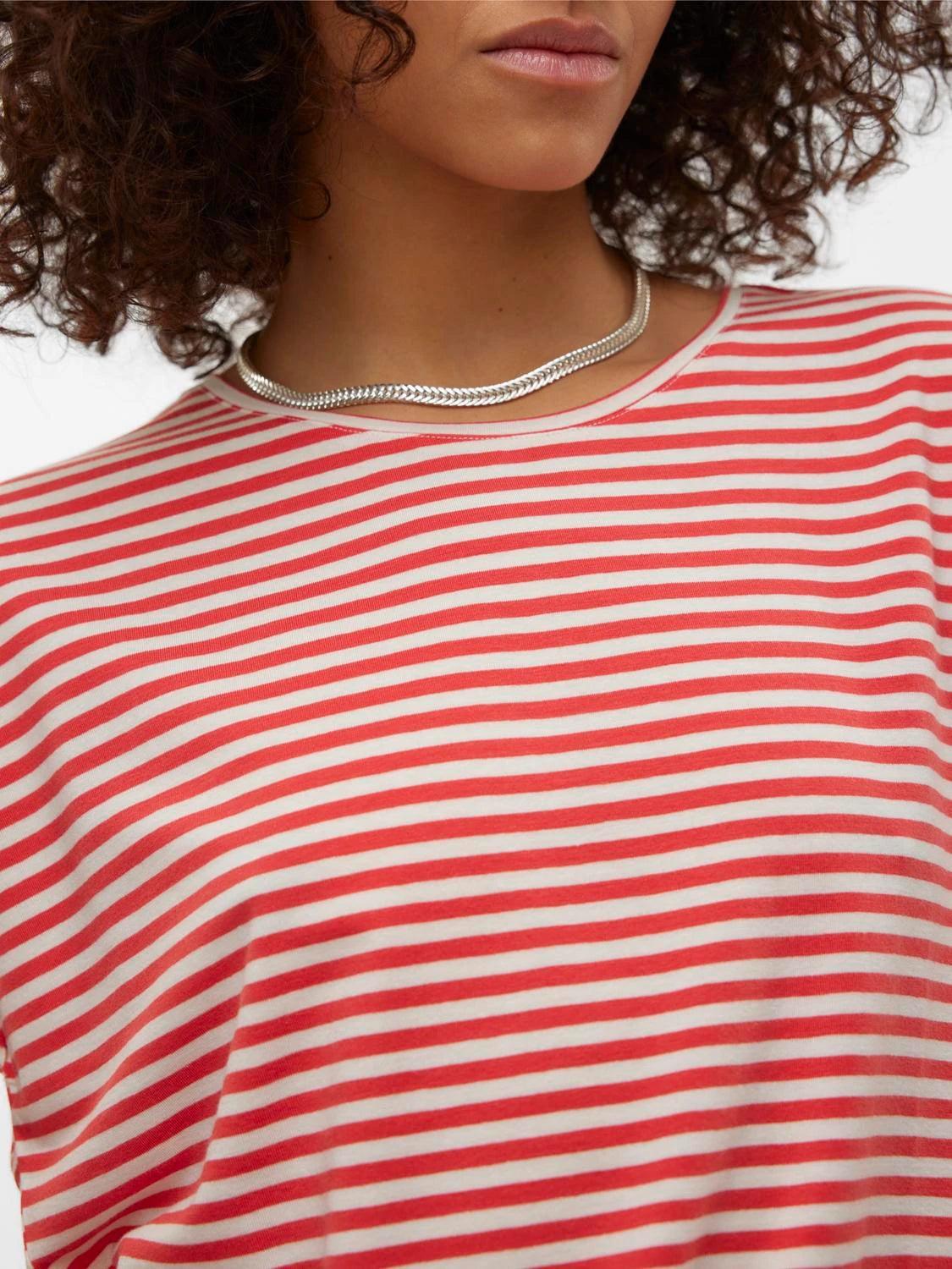 Camiseta Rayas Vero Moda Ava Cayenne Pristine - ECRU