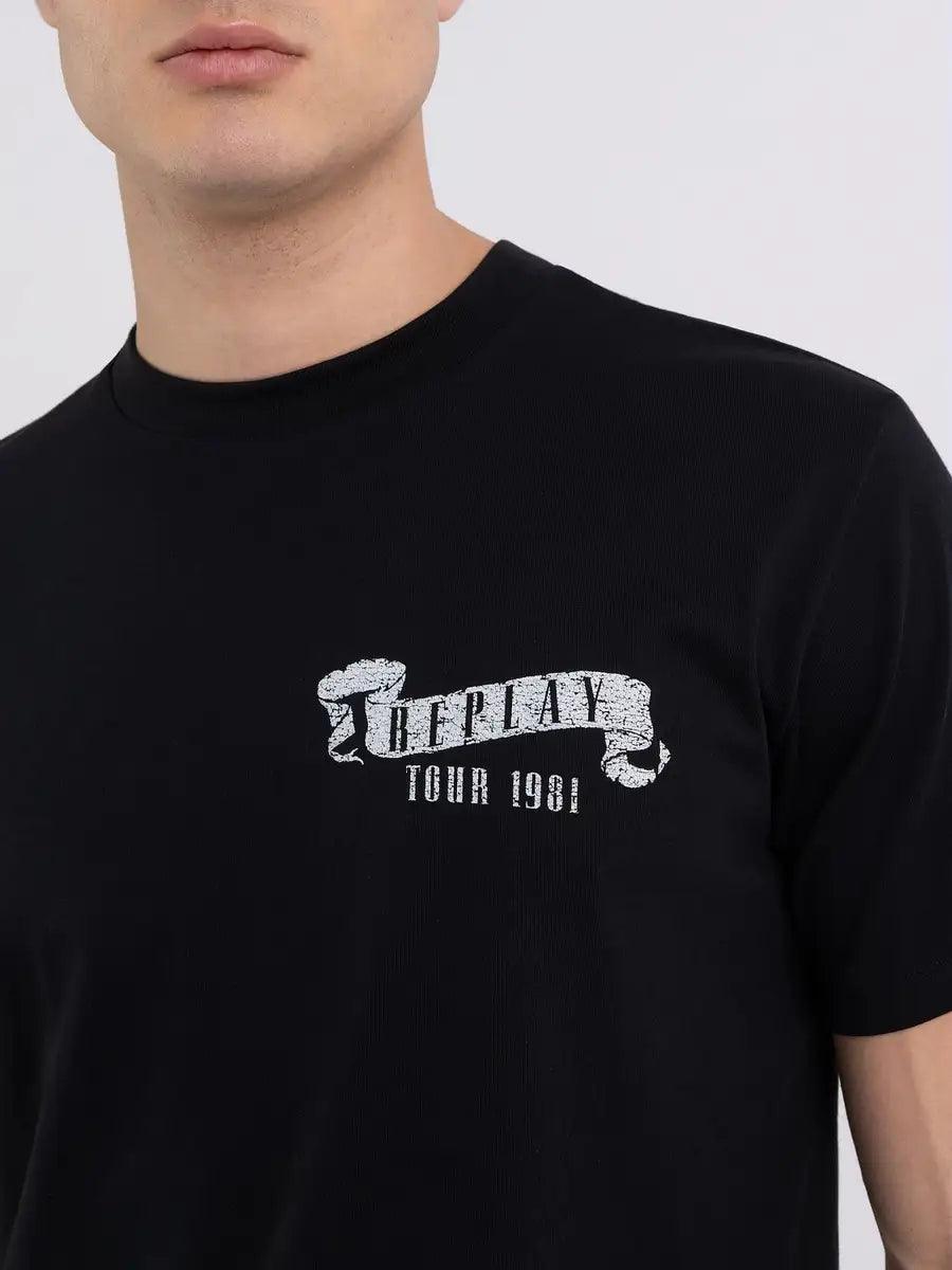 Camiseta Replay de Punto con Estampado Tour 1981 - ECRU
