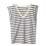 Camiseta Salsa a Rayas con Botones Dorados - ECRU