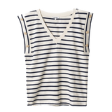 Camiseta Salsa a Rayas con Botones Dorados - ECRU