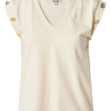 Camiseta Salsa a Rayas con Botones Dorados - ECRU