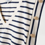 Camiseta Salsa a Rayas con Botones Dorados - ECRU