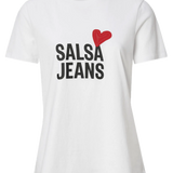 Camiseta Salsa Jeans con Branding y Detalle de Corazón - ECRU
